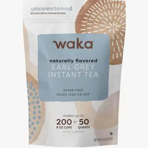 Waka Instant Black Tea Mix, Earl Grey - Black Tea and Pleasant Bergamont Flavor, Unsweetened Powder for 50 Quarts or 200 Cups – Easy and Quick Hot or Iced Teas