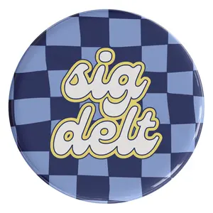 Sigma Delta Tau Checker Sorority Button