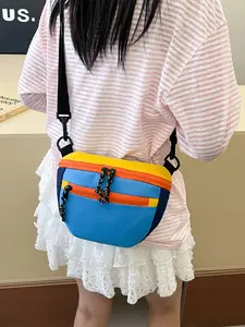 Casual Simple Japanese Colorblock Chest Bag, Zipper Bum Bag, Crossbody Fanny Pack, Zipper Belt Bag, Unisex Crossbody Small Bag, Student New Versatile Fashion Trendy