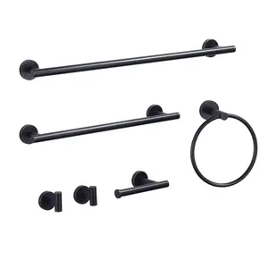 WOWOW 6-Piece Wall-Mount Stainless Steel Bathroom Hardware Set - Oil Rubbed Bronze, Rust-Proof, Includes Towel Ring, Toilet Paper Holder, Hook, Towel Bar