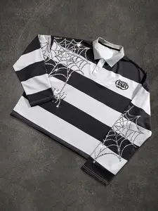 Unisex Striped Letter Print Long Sleeve Design, Casual Fitted Outerwear, Comfortable Trendy Aesthetic City Youth Travel High-End Vintage Street Style