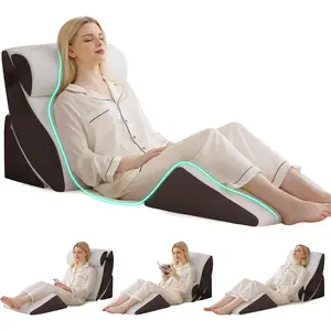 4PCS Wedge Pillow Set for After Surgery, Orthopedic Bed Wedge Pillow for Back Pain Relief, Sitting Up in Bed, Acid Reflux, Post Surgery Pillows for GERD, Snoring, White/Grey