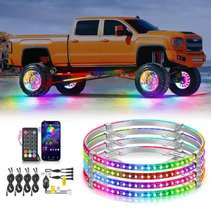 Nilight 4PCS 17.5inch Wheel Ring Lights Deram Color with APP and Remote Control Neon Lights Million Colors w/Turn Signal and Braking Function for Car Van SUV Truck, Car Ambient Light