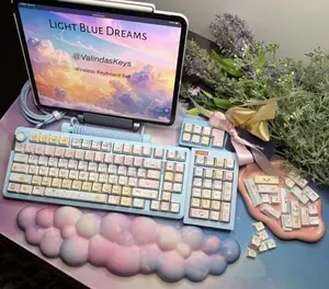 ValindasKeys Light Blue Dreams Wireless Hi86 Full Set with 86 Key Mechanical Numpad Ice Soul Linear Switches Silent Trimode Connectivity Enhanced Functionality Added Knob