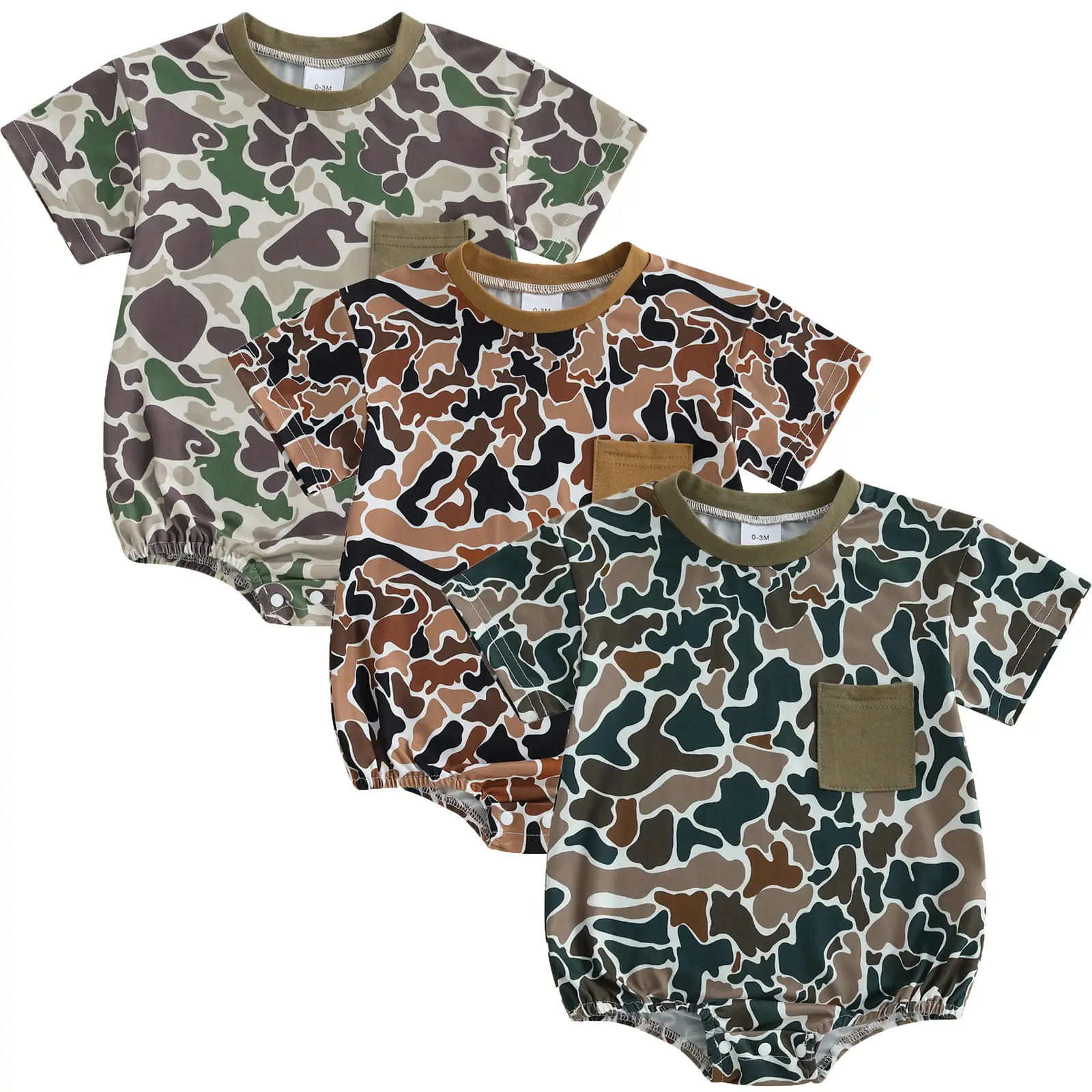 Baby Boy Summer Clothes Infant Camouflage Bubble Romper T Shirt Newborn Short Sleeve Bodysuit Toddler Top Outfits
