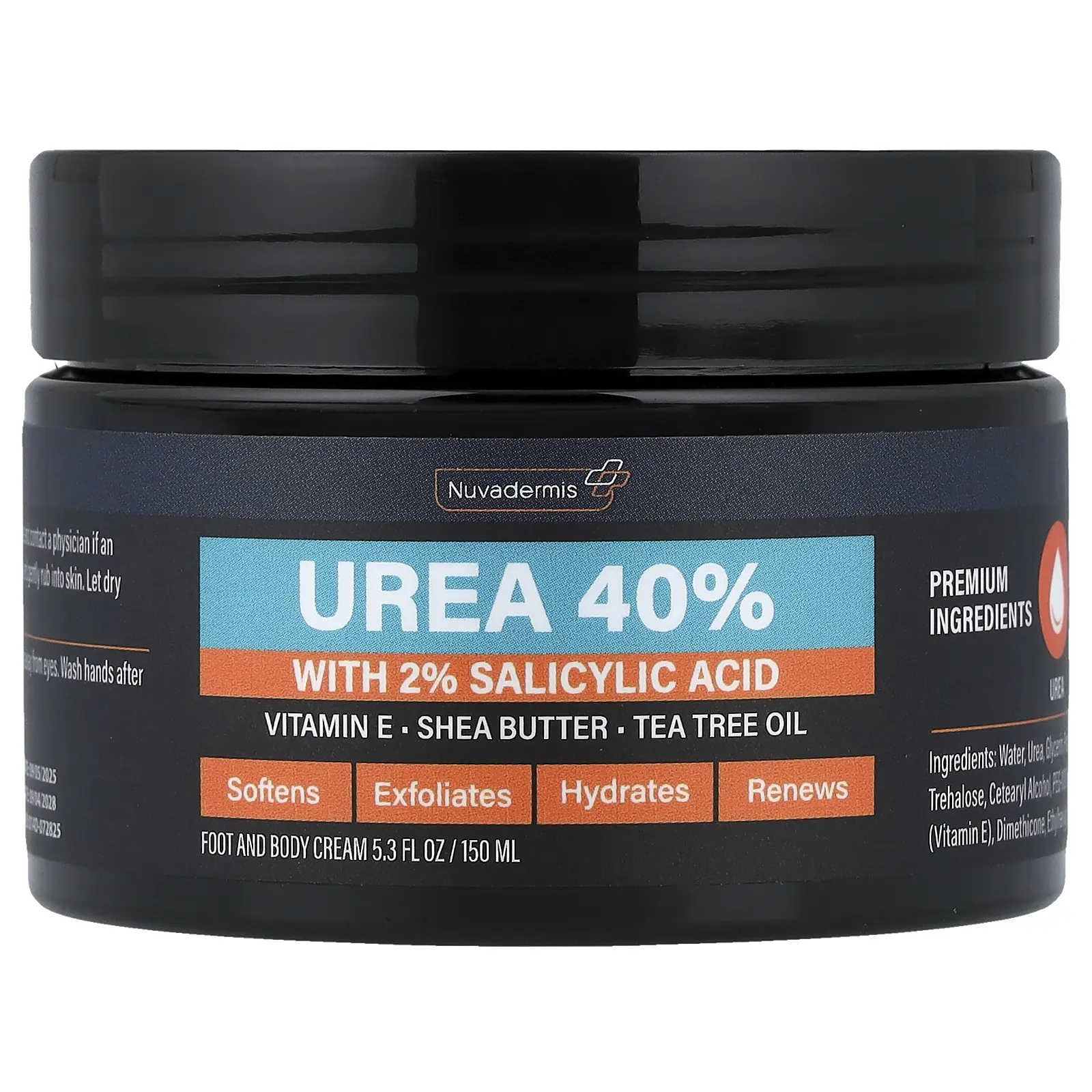 Nuvadermis Foot and Body Cream, Urea 40% with 2% Salicylic Acid, 5.3 fl oz (150 ml)