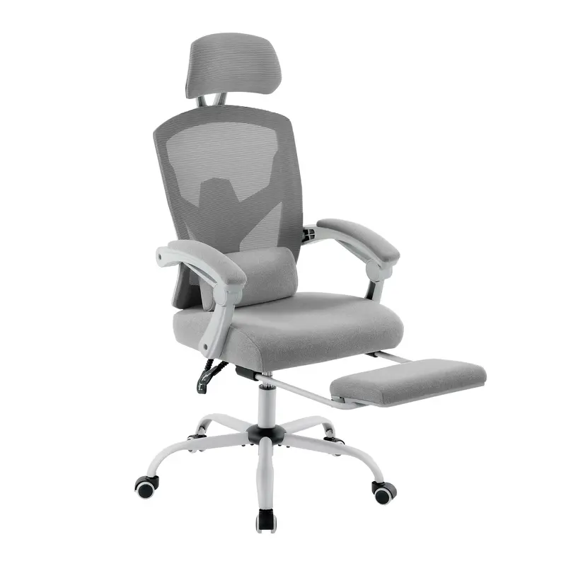 Ergonomic Mesh Desk Chair with Adjustable Headrest, Retractable Footrest, 135° Recline Angle, Adjustable Reclining Angle, 275LB Capacity, Easy Assembly for Home/Office Use