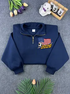2026 Sports Quarter Zip Sweatshirt, National Flag Embroidered Pullover, Soccer Fan Quarter Zip, Country Flag Sports Sweatshirt, Unisex Athletic Gift