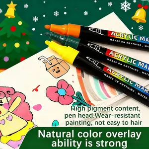 36 Color Water-Based Acrylic Paint Pens, Ceramic Rock Glass DIY Christmas Decoration Custom Pen, Easy to Use for Handmade Gifts