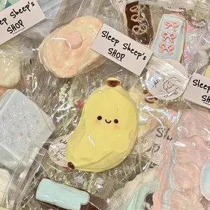 Cute Banana Squishy Toy Fake Food Stress Relief Soft TPR Kawaii Mystery Blind Box Surprise Gift