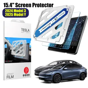 Tesla 2024-2025 Model 3/Y Anti-Glare Screen Protector - HD Matte Tempered Glass with Dust-Free Frame, Blue Light Blocking & Scratch-Resistant Film
