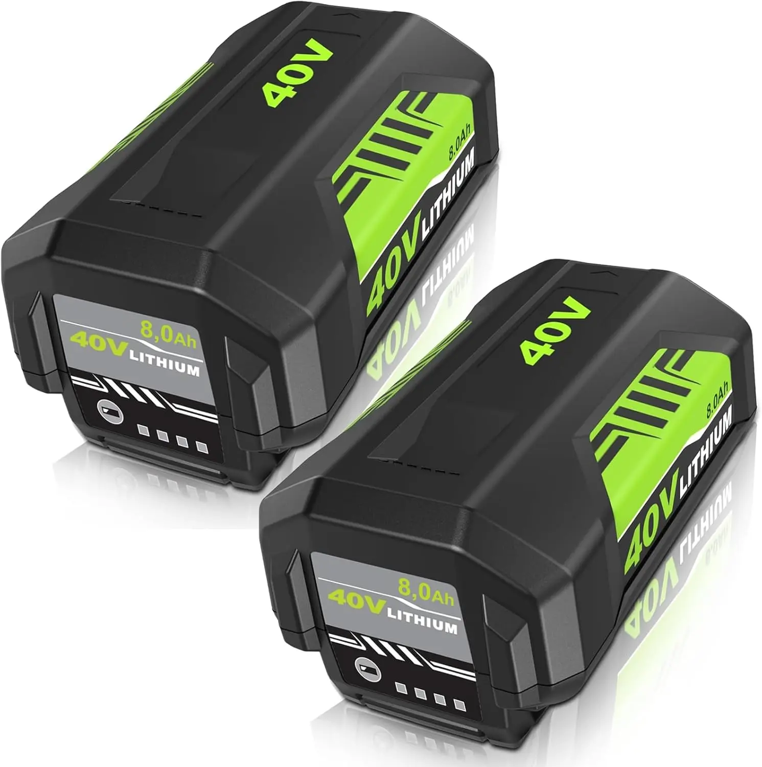 2-Pack 8.0Ah Extended Capacity Upgraded Lithium Ion Replacement Batteries for Ryobi 40V OP4040, Boosts Runtime & Power for Outdoor Tools Including Chain Saws, Mowers, Extended Capacity Battery, Upgraded Battery Replacement