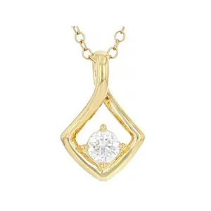JTV Round White Lab-Grown Diamond H SI 14K Yellow Gold Over Sterling Silver Pendant With Chain 0.25ct