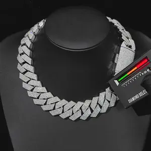 Pass Diamond Test GRA Moissanite 25mm Wide 6Rows 925 Solid Silver Cuban link chain for Rapper Hip Hop VVS Iced Out Necklace