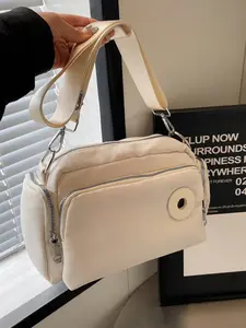 Women's Solid Color Zipper Crossbody Bag, 2025 New Style Fashionable Shoulder Bag for Daily Used, Casual Trendy Versatile High-quality Daily Commuting Bag