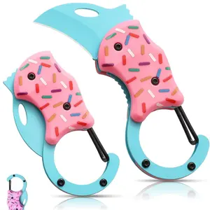 1/2Pcs Unisex Keychain Pocket Knife, Cool Folding Opener, Mini Edc Tool, Daily Carry, Unique Donut Shape, Ideal Gift for Mom, Wife, Christmas