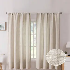 1pc Natural Linen Texture Semi-Blackout Rod-Pocket Window Curtain - Linen Weave + Soft Semi-Blackout, Fits Natural-Style Decor, Suitable for Living Room/Bedroom, Rod-Pocket Fits Multi-Rods
