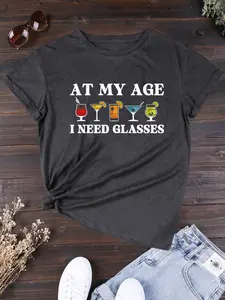 Women's Letter Print Round Neck Graphic Tee, Fashion Casual Crew Neck T-shirt for Daily Holiday Vacation Outdoor Wear, Ladies Clothes for All Seasons, Women's Clothing