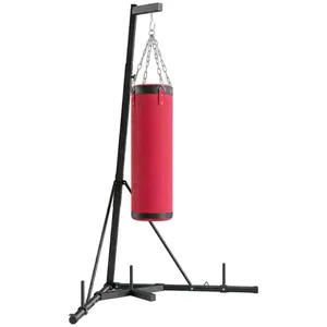 Punching Bag with Stand for Adults, 72.8"-90.9" Height Adjustable Freestanding Boxing Stand with Canvas Sandbag, Black/Red