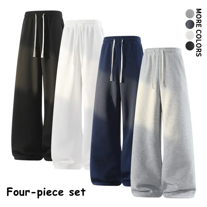 #SohoChic  Casual Men Loose Wide Leg Sweatpants 4 Pack Gradient Drawstring Trousers Street Bottoms