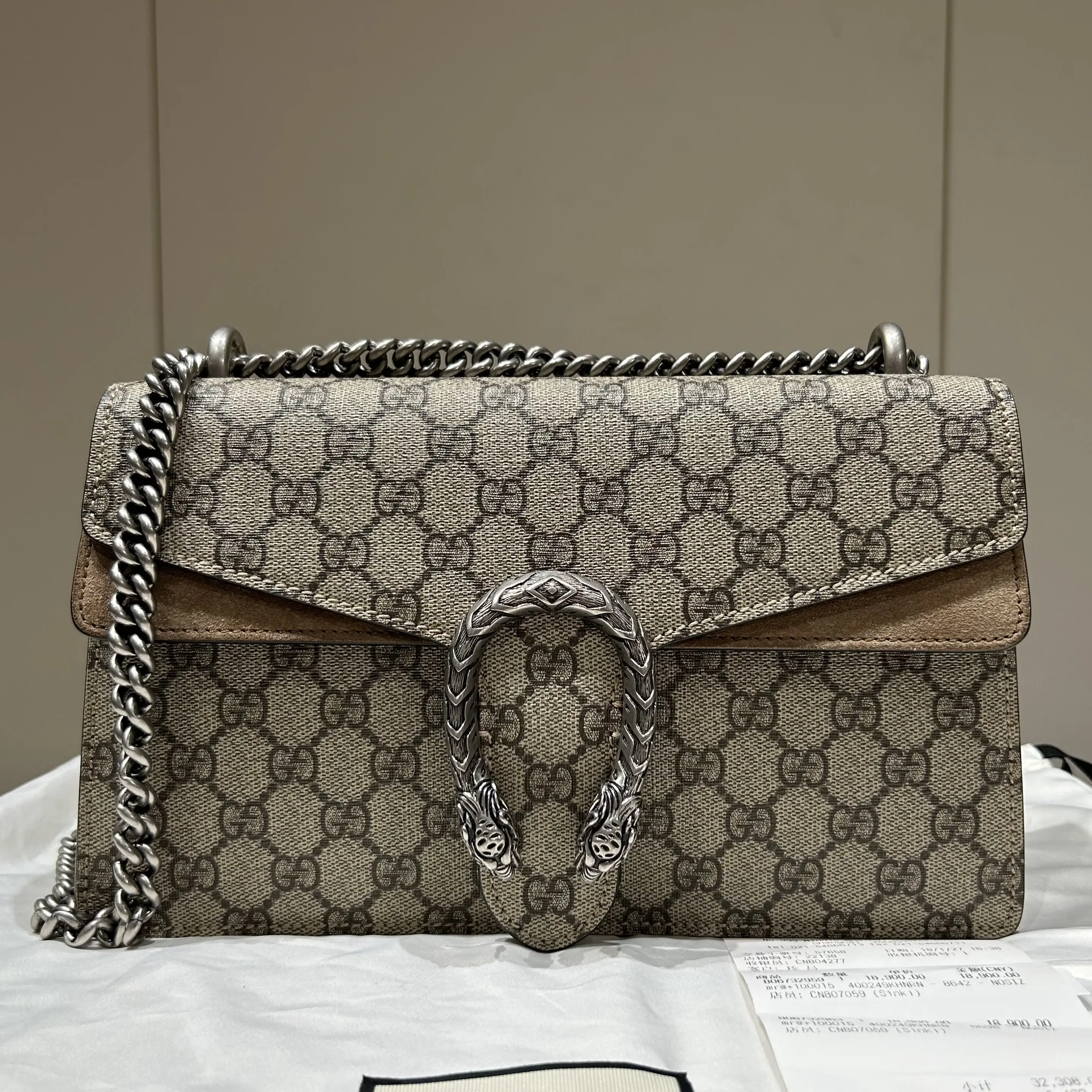 Pre-owned GUCCI leather Crossbody bags Dionysus Shoulder Bag in Brown GG Supreme Canvas 83767423 SH