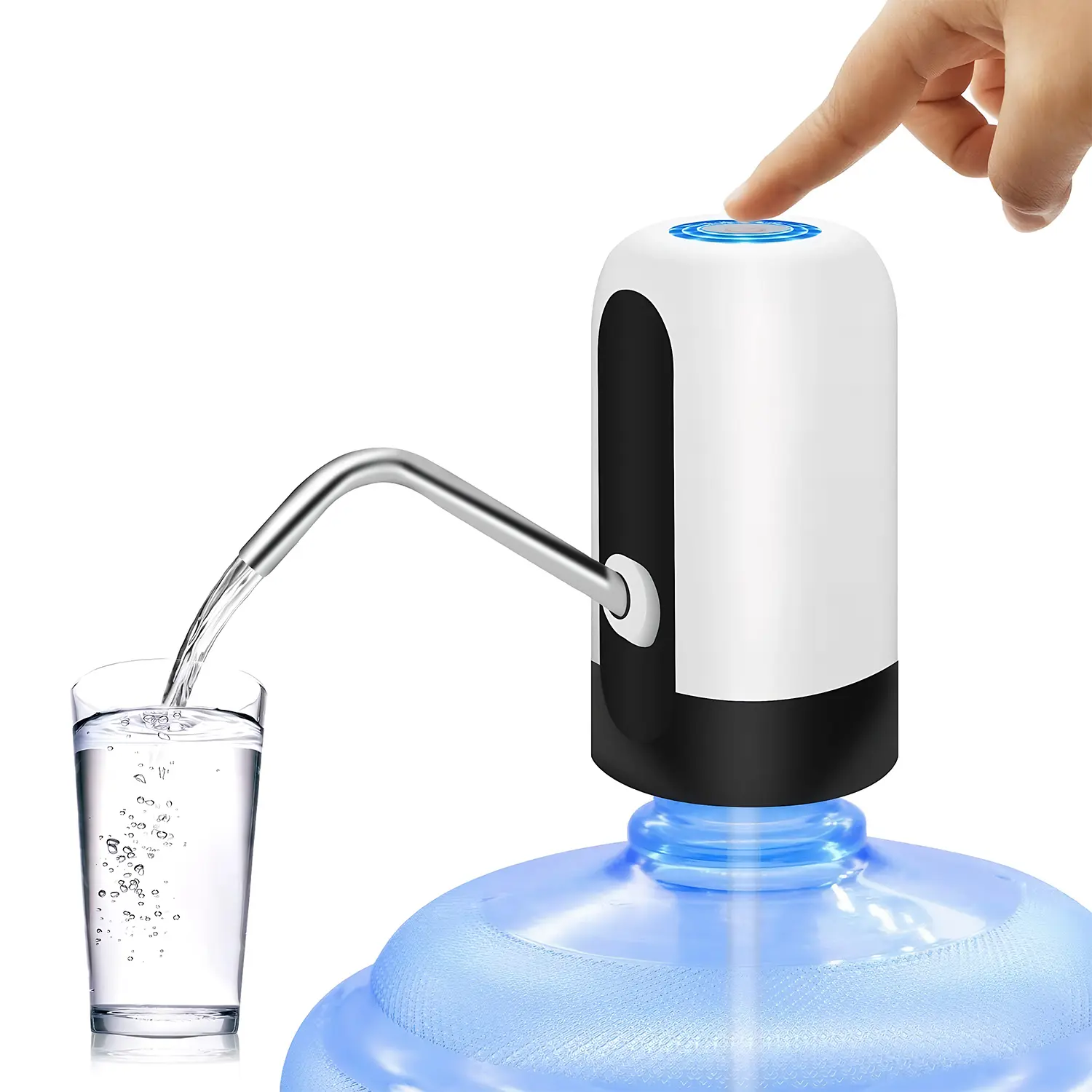 Water Dispenser for 5 Gallon Bottle - USB-C Rechargeable Water Pump for 5 Gal Jug, Portable Water Bottle Dispenser Pump, Easy One Switch Operation for Home, Office, Camping, Fits Most 2-6 Gallon Water Bottle