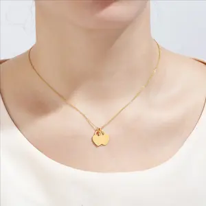 Love Heart Necklace For Women Clavicle Stainless Steel Gold Silver Exquisite Jewelry