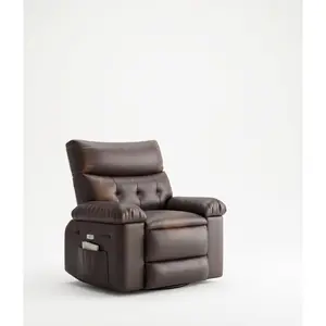 Garvee Oversized Extra Wide PU Leather Recliner Chair for Adults with Manual Recline, Overstuffed Arms & Back, 1.5X Plush Cushioning, 22 Inch Wide Seat, Side Pocket, Swivel and Rocking Features for Living Room or Bedroom