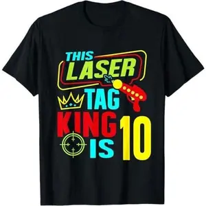 This Laser Tag King Is 10 Kids Birthday Party Lasertag Squad T-Shirt