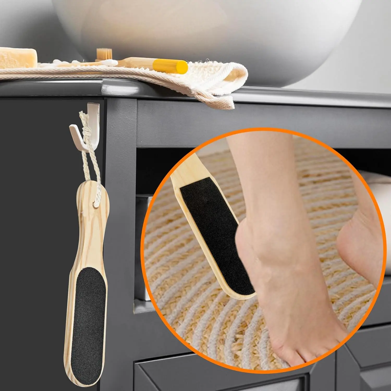 Foot File Callus Remover, Pedicure Foot Scrubber for Dead Skin & Cracked Heels, Double-Sided Heel File for Smooth Feet, Portable Foot Care Tool for Home Spa