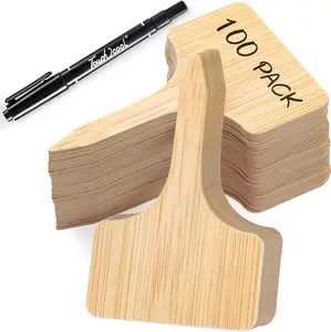 Plant Labels 100pcs T-Type Plastic Tags with Marker Pen Waterproof Garden Signs Outdoor Plants