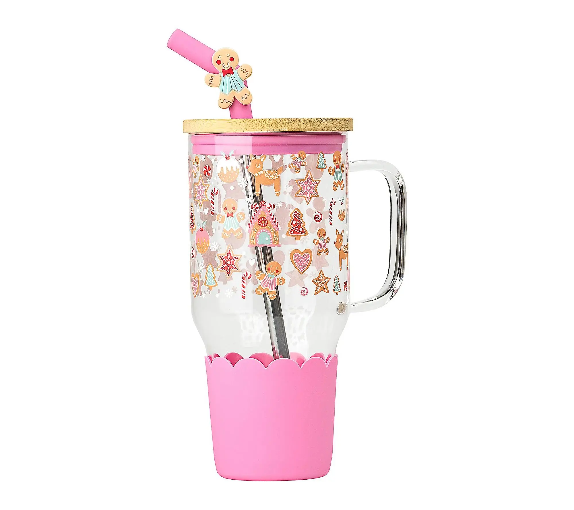 10 Strawberry Street Glass Adria Holiday Hydration Tumbler - Reusable Kitchen Drinkware Container