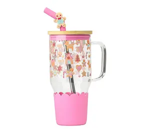 10 Strawberry Street Glass Adria Holiday Hydration Tumbler - Reusable Kitchen Drinkware Container
