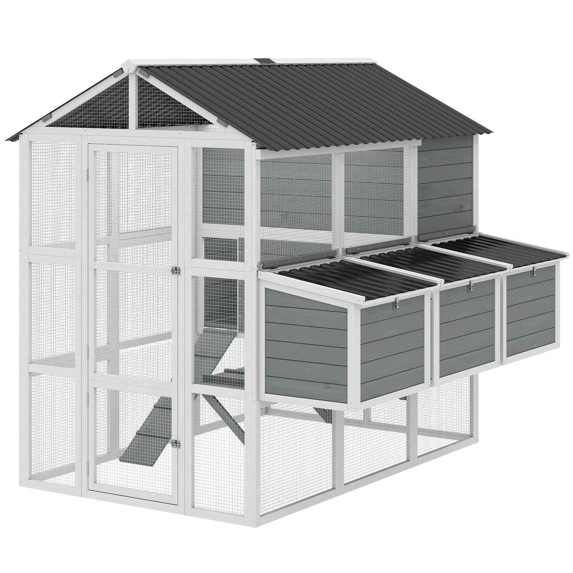 77" Outdoor Wooden Chicken Coop for 6-8 Chickens - Poultry Cage with Run, Nesting Boxes, Waterproof Roof (Pet & Farm Animal Supplies)