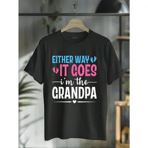🎉 100% Cotton Either Way It Goes I'm The Grandpa Gender Reveal Baby Shower T-Shirt