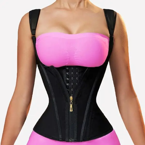 Women's Minimalist Colombian Faja Waist Trainer Vest Shapewear - Tummy Control Body Shaper with Adjustable Straps, Zipper-Hook Closure, Compression Hourglass Waist Cincher for Daily Wear, Postpartum Recovery