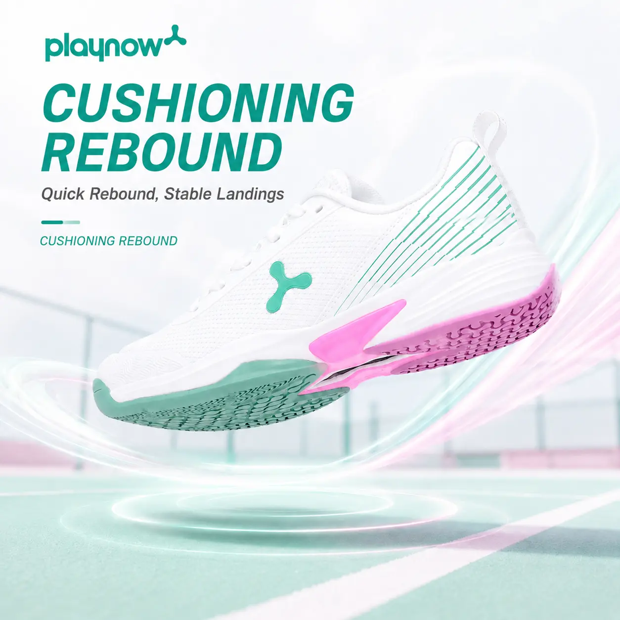 PLAYNOW Unisex Pickleball Shoes, Breathable Mesh Court Trainers with an Anti-Slip Rubber Sole, Lateral Support, and Shock Absorption for Indoor/Outdoor Court Sports, Tennis