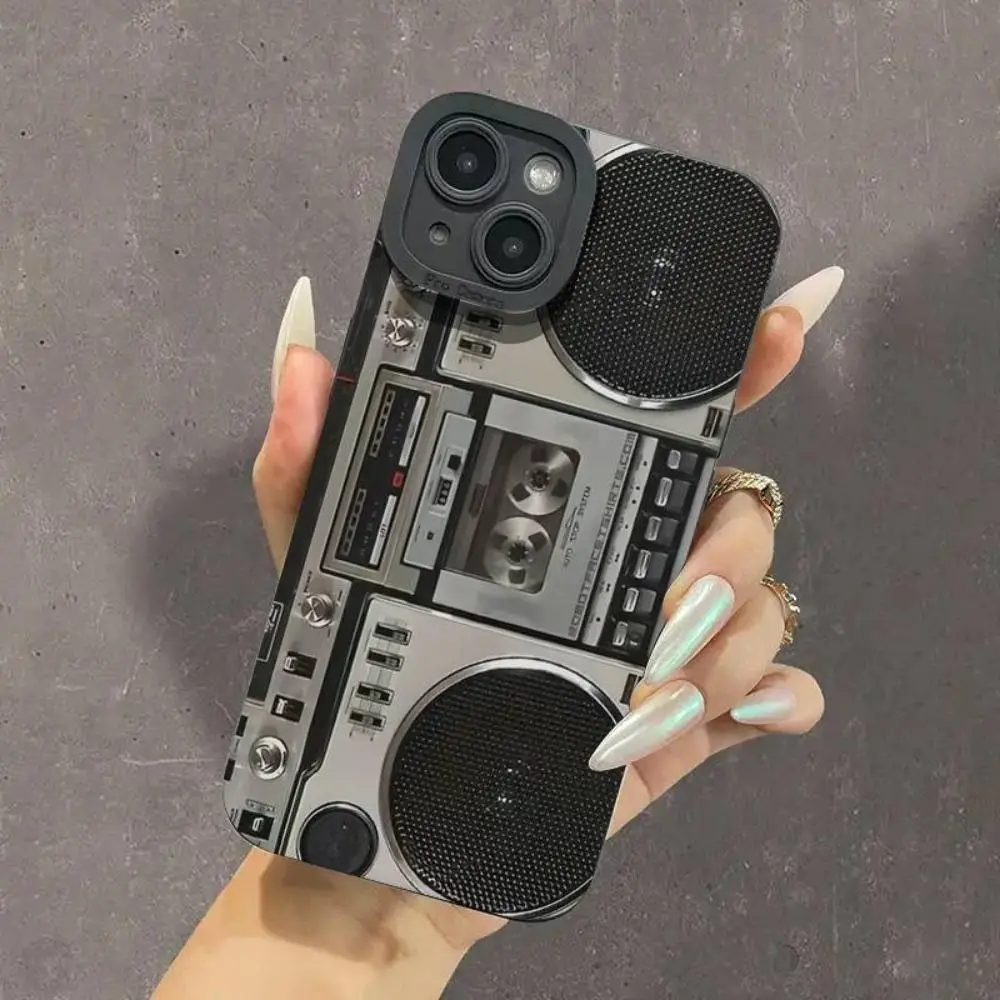 Creative Radio Pattern Phone Cases for Summer Gift, 1 Count Cell Phone Case for Apple Smartphone, Shockproof Phone Protective Cover, Phone Accessory C