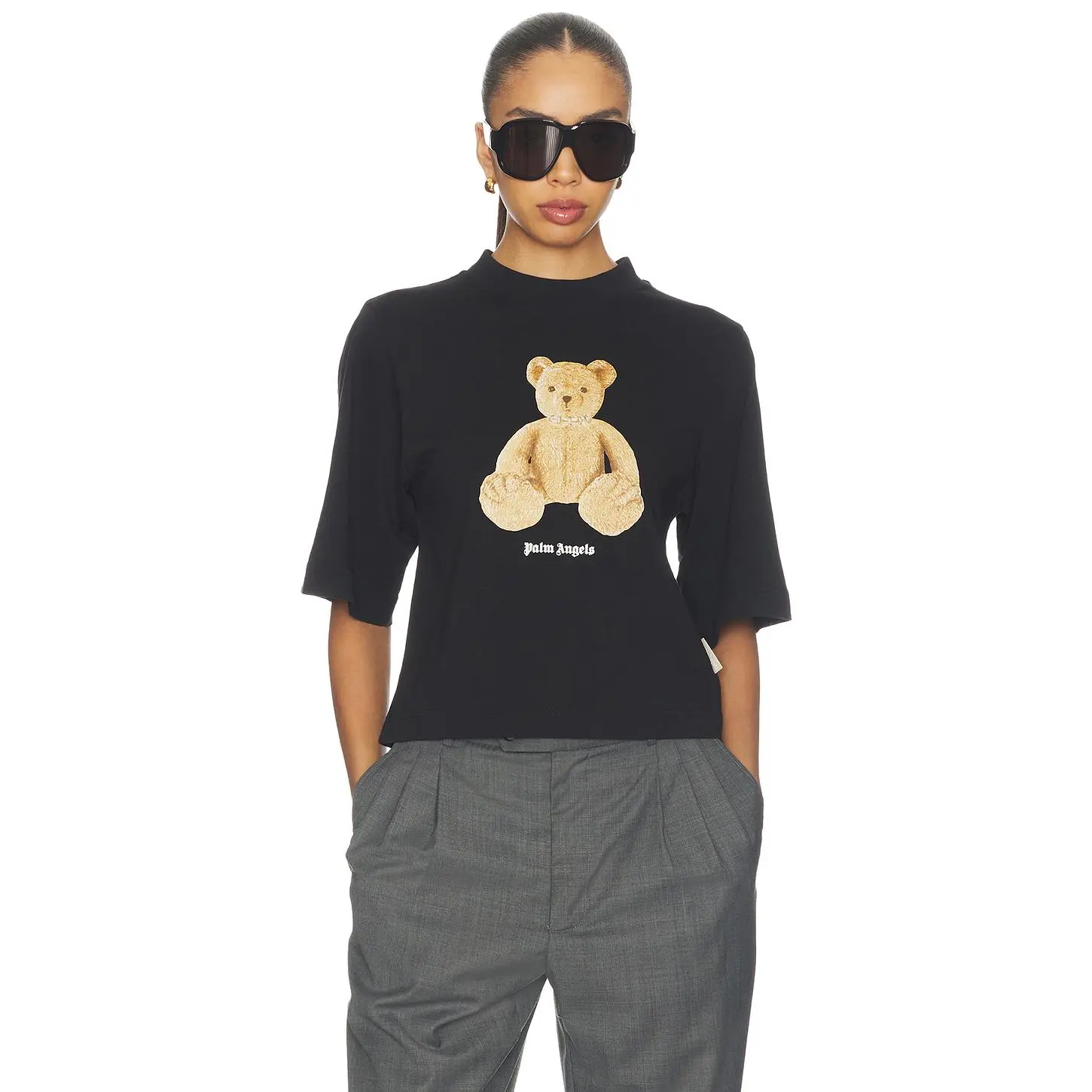 Palm Angels Bear Boxy Tee in Black & Brown