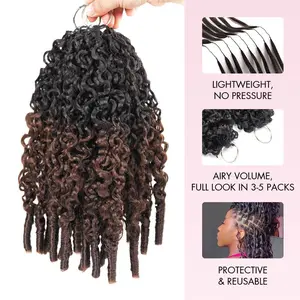 QVR #1B/4 Burmese Curly Crochet Hair Natural Black Machine Made Feather Crochet Human Hair Extension TikTokShopHolidayHaul