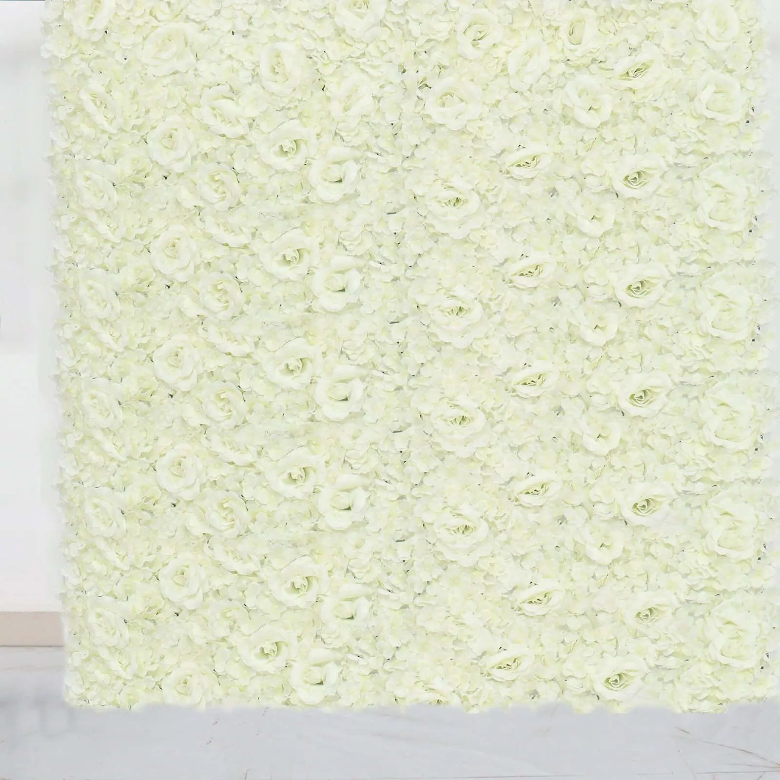 3D Silk Cream Rose & Hydrangea Artificial Flower Wall Mat - 4 Panels, 11 Sq Ft Hangable Wall Decor Backdrop