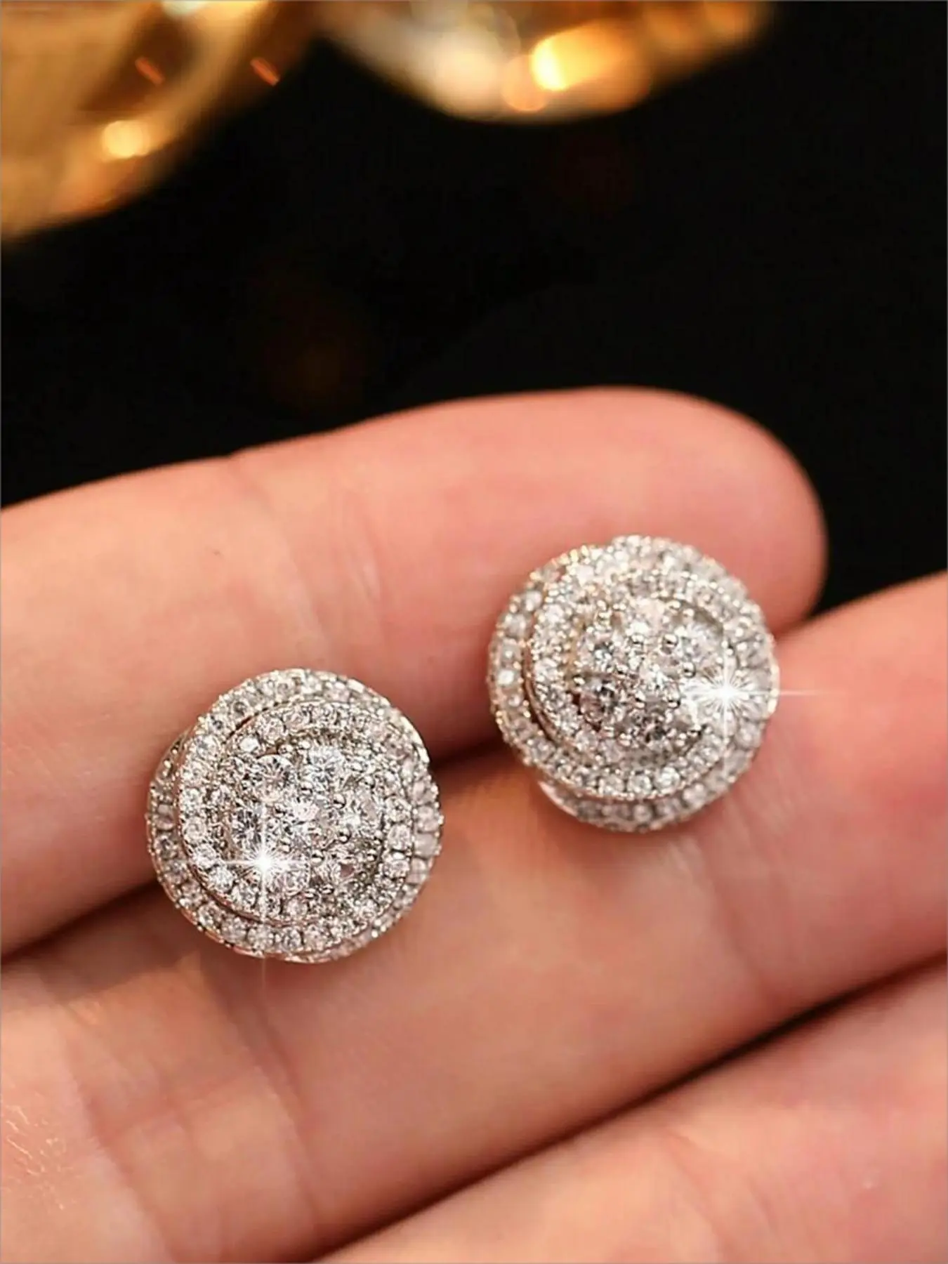 1 pair of S925 silver brick romantic rose cube decorative stud ladies wedding dress gift Valentine's day, Mother's day, gift, graduation season gift, banquet party wear Stud Earrings Jewelry Shining Earrings Earrings Studs
