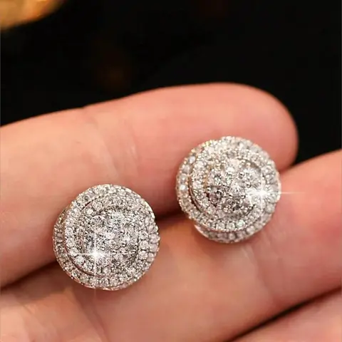 1 pair of S925 silver brick romantic rose cube decorative stud ladies wedding dress gift Valentine's day, Mother's day, gift, graduation season gift, banquet party wear