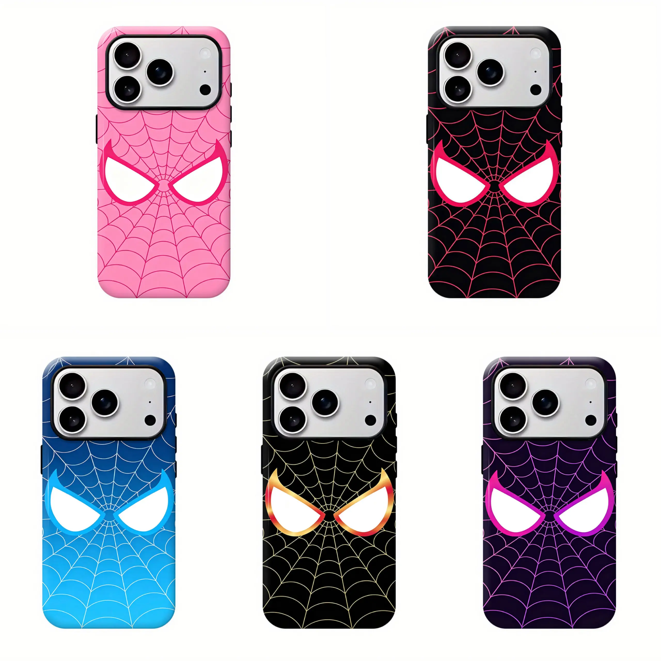 Colourful Splder Web Pattern Shockproof Phone Case Aesthetic Trendy Protective Cover Perfect Holiday Gift Cover For iPhone 17 16 15 14 13 12 11 Pro Max XR XS.