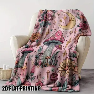 1pc Ultra-Soft Whimsical Forest Dreamscape Print Flannel Blanket – Perfect for Bed, Couch, Living Room, or Picnic