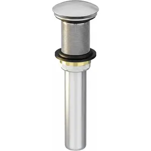 Metal Brass Pop Up Drain Stopper Without Overflow, Brushed Nickel