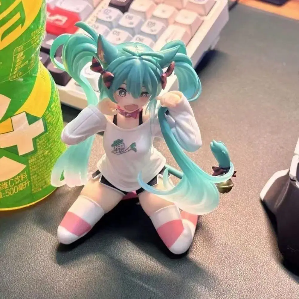 100% New Hatsune Miku Sci-Fi Anime Action Figure Dolls - 12cm/4.7in Neko T-Shirt Ver., High-Grade PVC Collectibles for Ages 12+, Heat-Resistant House Decor & Gift Toy