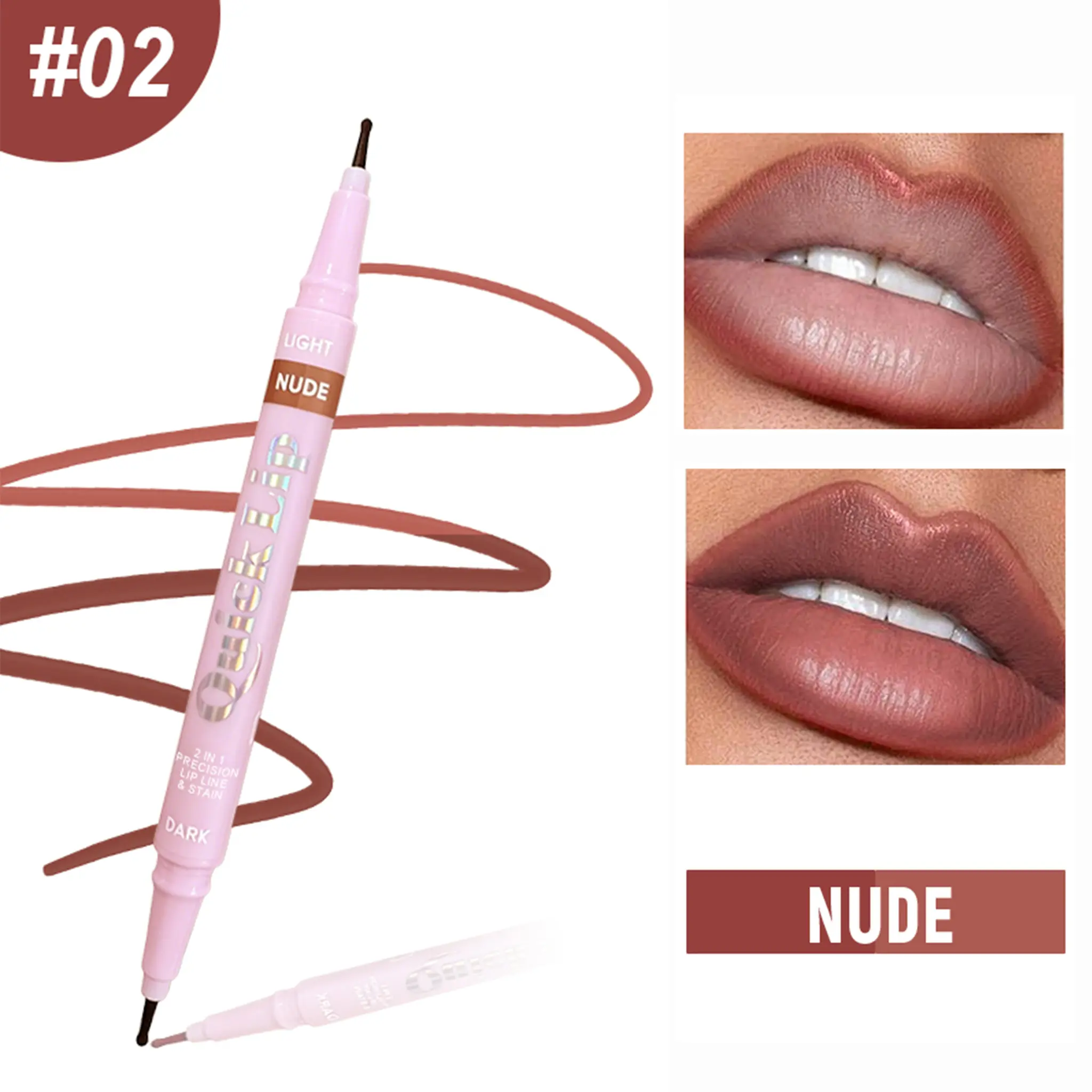 2 in 1 Lip Liner Pencil & Lip Stain Waterproof Long Lasting Lip Contour Pen Precision Definition Makeup Tool Natural Full Lips Beauty Essential