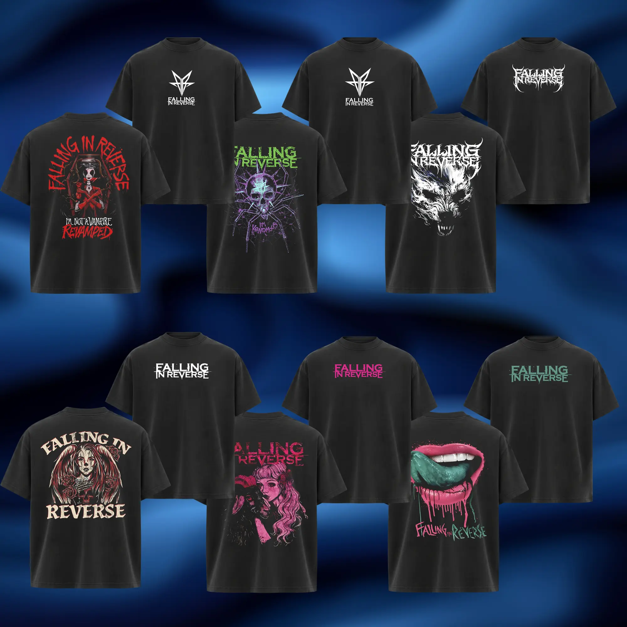 [COLLECTION] Falling In Reverse band T-Shirt , Falling In Reverse T-shirt Nu Metal Graphic, Unisex Streetwear Gift for Alternative Rock Fans Menswear Menswear Casual Top Crewneck Classic,Men's Cotton Short-Sleeve