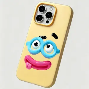 3D Visual Effect Print Funny Face 2-in-1 Jelly Phone Case - Cute Cartoon Aesthetic Shockproof Cover For iPhone 17 Pro Max 16 15 14 13 12 11 Phone Case  #YGGDEHYBQ8